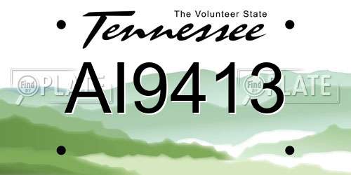 AI9413 Tennessee License Plate
