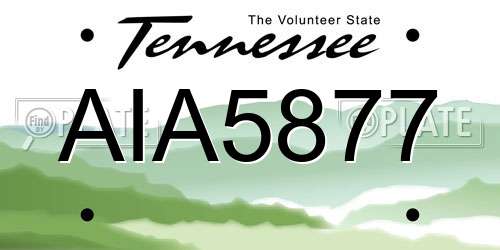 AIA5877 Tennessee License Plate
