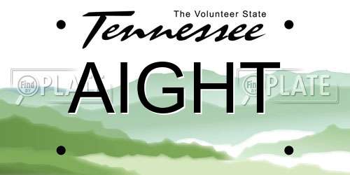AIGHT Tennessee License Plate