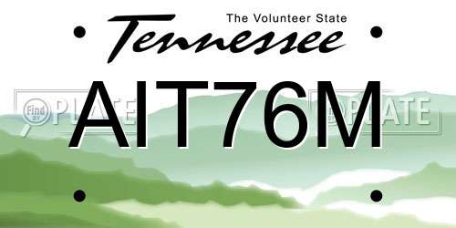 AIT76M Tennessee License Plate