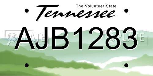 AJB1283 Tennessee License Plate