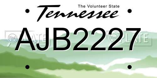 AJB2227 Tennessee License Plate