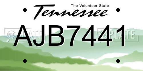 AJB7441 Tennessee License Plate