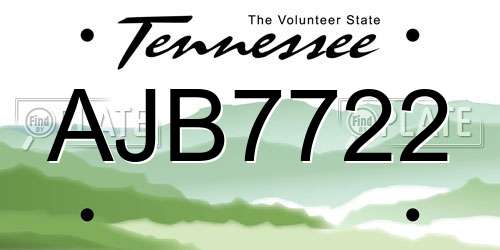 AJB7722 Tennessee License Plate