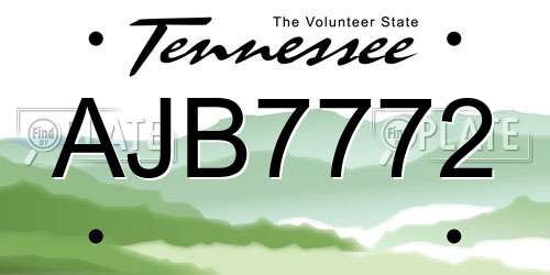 AJB7772 Tennessee License Plate
