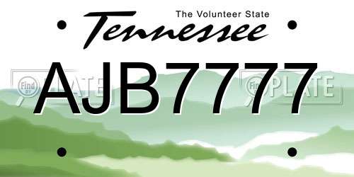 AJB7777 Tennessee License Plate