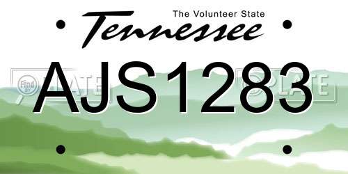 AJS1283 Tennessee License Plate
