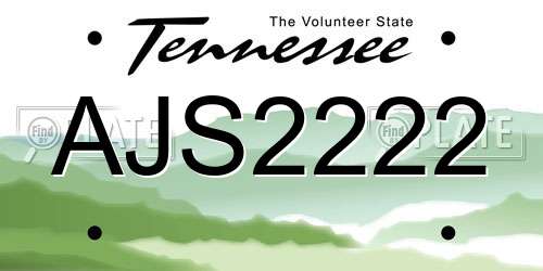 AJS2222 Tennessee License Plate