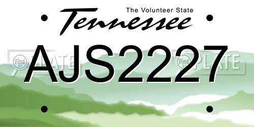 AJS2227 Tennessee License Plate