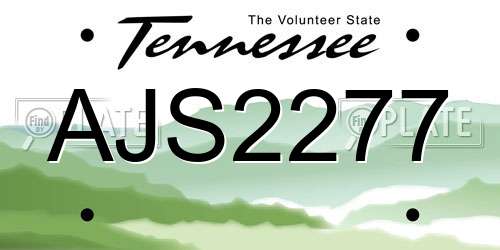 AJS2277 Tennessee License Plate