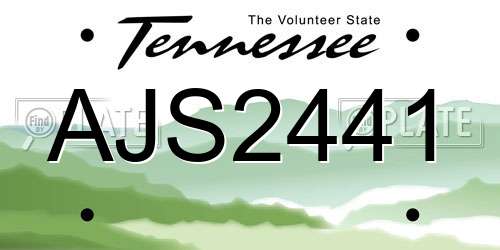AJS2441 Tennessee License Plate