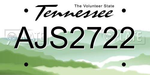 AJS2722 Tennessee License Plate