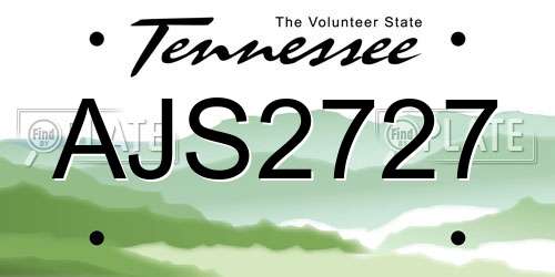 AJS2727 Tennessee License Plate