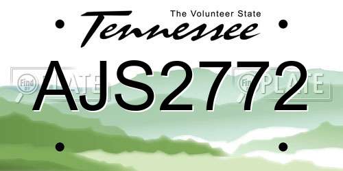 AJS2772 Tennessee License Plate