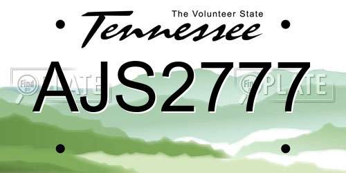 AJS2777 Tennessee License Plate