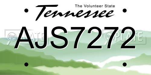 AJS7272 Tennessee License Plate