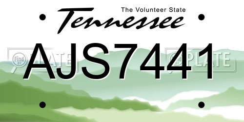 AJS7441 Tennessee License Plate