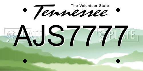 AJS7777 Tennessee License Plate