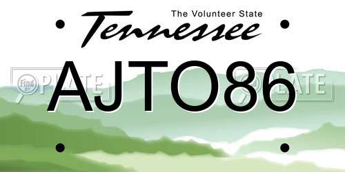 AJTO86 Tennessee License Plate