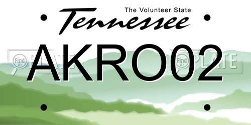 AKRO02 Tennessee License Plate