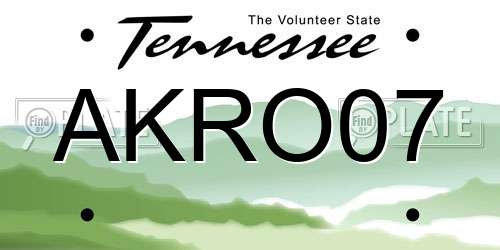 AKRO07 Tennessee License Plate