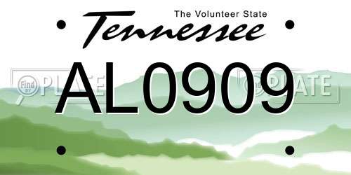 AL0909 Tennessee License Plate