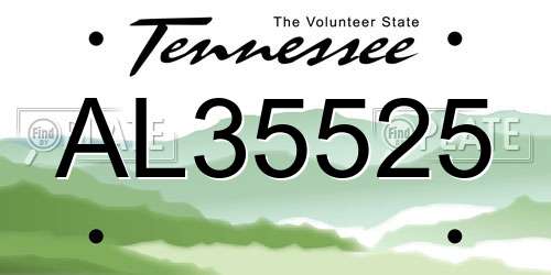 AL35525 Tennessee License Plate