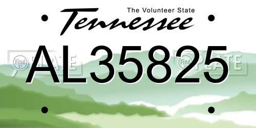 AL35825 Tennessee License Plate