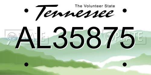 AL35875 Tennessee License Plate