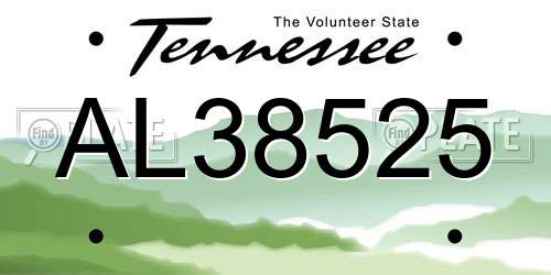 AL38525 Tennessee License Plate