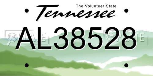 AL38528 Tennessee License Plate