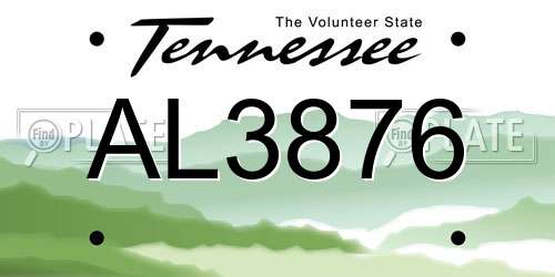 AL3876 Tennessee License Plate