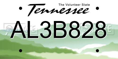AL3B828 Tennessee License Plate