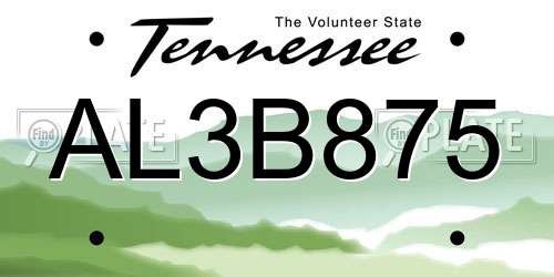 AL3B875 Tennessee License Plate