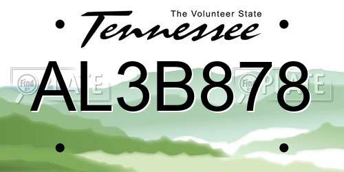 AL3B878 Tennessee License Plate