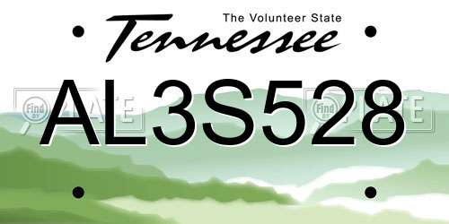 AL3S528 Tennessee License Plate