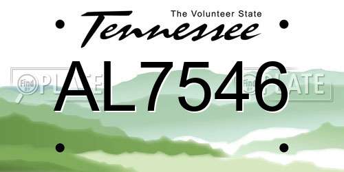 AL7546 Tennessee License Plate