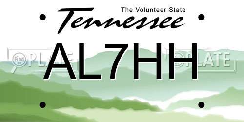 AL7HH Tennessee License Plate