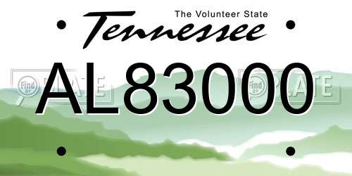 AL83000 Tennessee License Plate