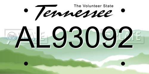 AL93092 Tennessee License Plate