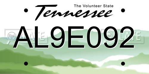AL9E092 Tennessee License Plate