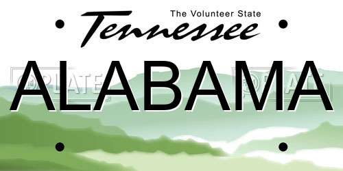 ALABAMA Tennessee License Plate