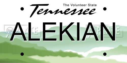 ALEKIAN Tennessee License Plate