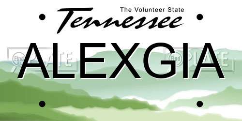 ALEXGIA Tennessee License Plate
