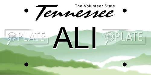 ALI Tennessee License Plate