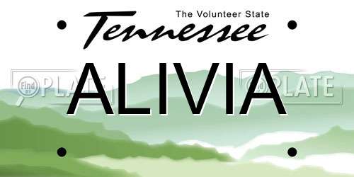 ALIVIA Tennessee License Plate