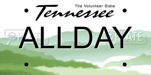 ALLDAY Tennessee License Plate