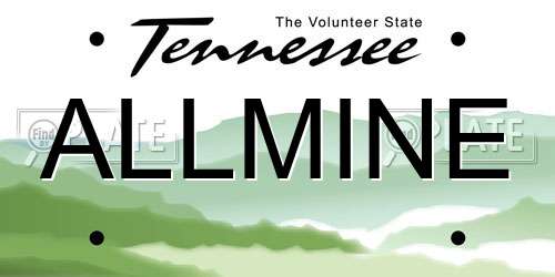 ALLMINE Tennessee License Plate