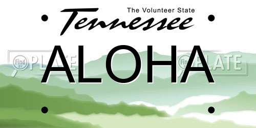 ALOHA Tennessee License Plate