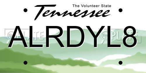 ALRDYL8 Tennessee License Plate